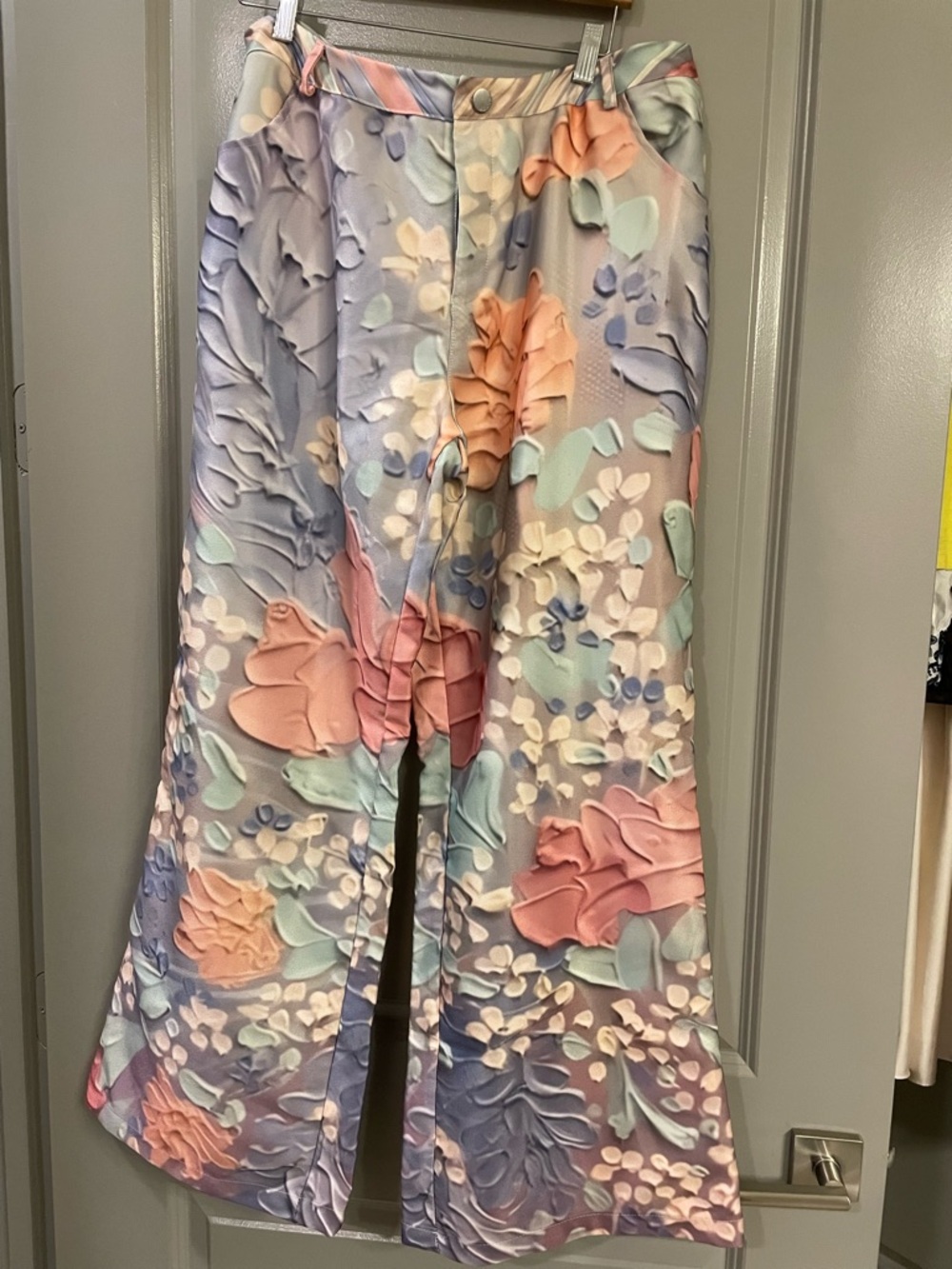 Vintage Pastel Floral Boot Cut Pants
